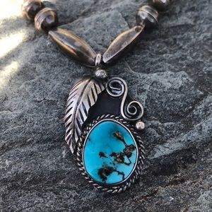 Vintage Sterling Navajo Pearls Turquoise Necklace